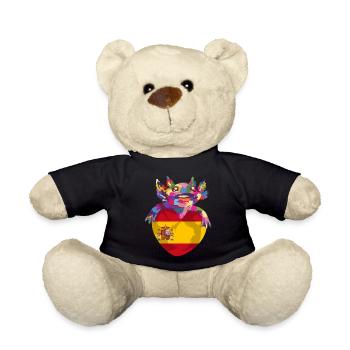 Spanien Flagge Vintage Spanische Fahne Used Look - Teddy - Schwarz - Vorne