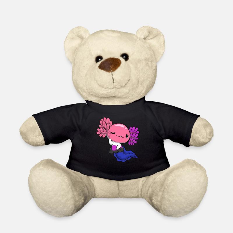 Genderfluid Pride Genderfluid Drapeau Kawaii Axolot - Nounours - noir
