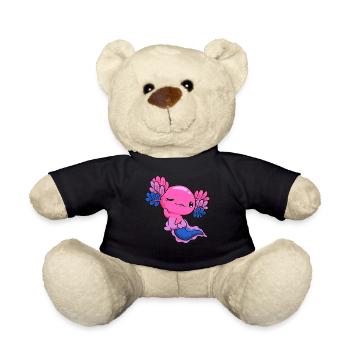 Bisexual Flag Bi Kawaii Axolotl Bunch LGBTQ - Teddy Bear - black - Front