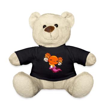 Lesbian Pride Lesbian Flag Kawaii Axolotl H - Teddy Bear - black - Front