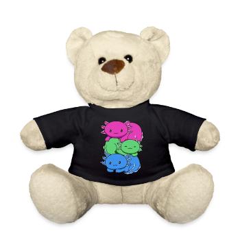 Polysexuelle Flagge Axolotl Haufen Kawaii - Teddy - Schwarz - Vorne
