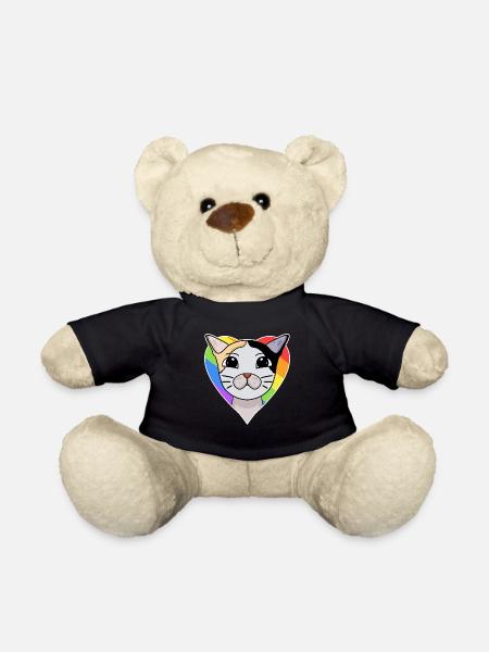 LGBT Cat Japanese Bobtail Rainbow - Teddy Bear - black