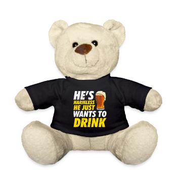 Der will nur Bier saufen Biertrinker - Teddy - Schwarz - Vorne