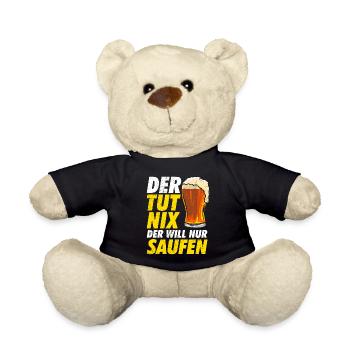 Der will nur Bier saufen Biertrinker - Teddy - Schwarz - Vorne