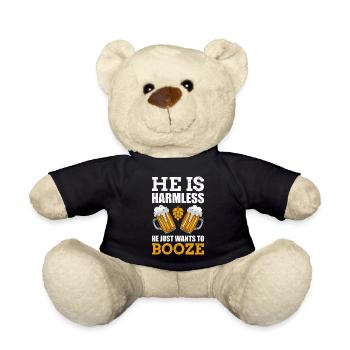 Der will nur Bier Herren Biertrinker - Teddy - Schwarz - Vorne