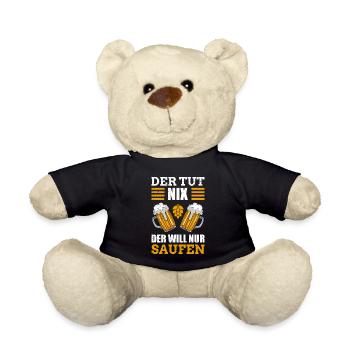 Der will nur Bier Herren Biertrinker - Teddy - Schwarz - Vorne