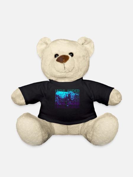 Highlander Scottish Highland Cow Retro - Teddy Bear - black