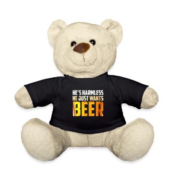 Der will nur Bier saufen Biertrinker - Teddy - Schwarz - Vorne
