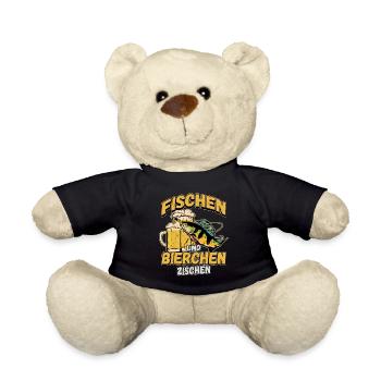 Fischen und Bierchen zischen Angeln Angler Spruch - Teddy - Schwarz - Vorne