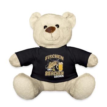 Fischen und Bierchen zischen Angeln Angler Spruch - Teddy - Schwarz - Vorne