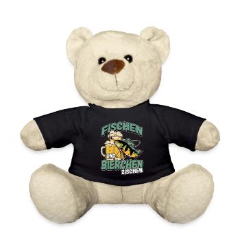 Fischen und Bierchen zischen Angeln Angler Spruch - Teddy - Schwarz - Vorne