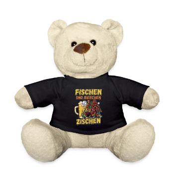 Fischen und Bierchen zischen Angeln Angler Spruch - Teddy - Schwarz - Vorne