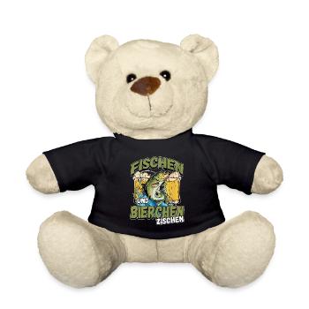 Fischen und Bierchen zischen Angeln Angler Spruch - Teddy - Schwarz - Vorne