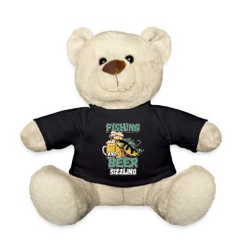 Fischen und Bierchen zischen Angeln Angler Spruch - Teddy - Schwarz - Vorne