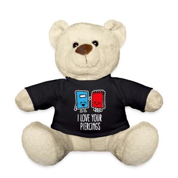 Funny I love your piercings, piercing, tattoo - Teddy Bear - black - Front