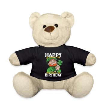 Happy St Patrick's Day My Birthday - Teddy Bear - black - Front