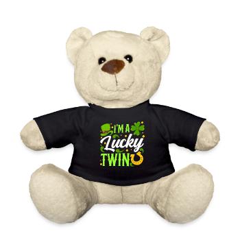 I am a happy twin Ireland Irish - Teddy Bear - black - Front