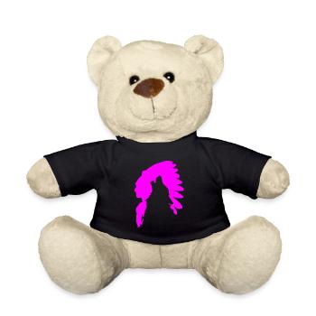 Indien et Loup T-shirt SPORT Cadeau D'Anniveesaire - Nounours - noir - Devant