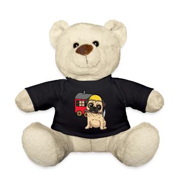 Construction Site Craftsman Dog Pug Construction Trailer Craft - Teddy Bear - black - Front