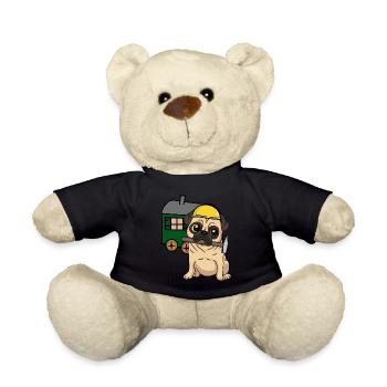 Construction Site Craftsman Dog Pug Construction Truck Job Hammer - Teddy Bear - black - Front