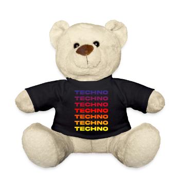 Hard Dark Acid Techno I Love Techno Music - Teddy Bear - black - Front