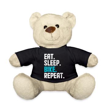 Eat Sleep Bike Repeat – Cycling Quote - Teddy Bear - black - Front