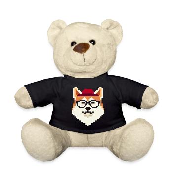 Akita Inu Pixel Art Dog Lover Shiba - Teddy Bear - black - Front