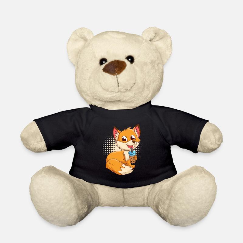 Fox with Bubbel Tea Bubbeltea Fox Children - Teddy Bear - black