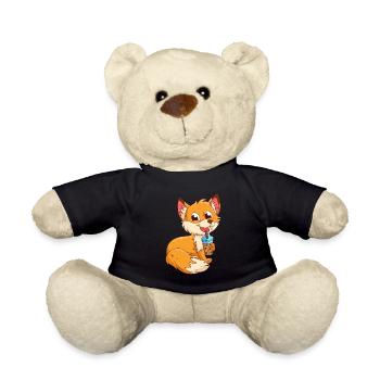 Fuchs mit Bubbel Tee Bubbeltea Fuchs Kinder - Teddy - Schwarz - Vorne
