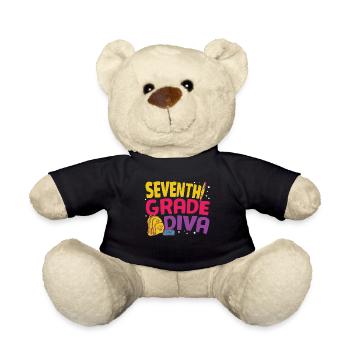 Diva retro Groovy Femmes de 7e année Happy First Day - Nounours - noir - Devant