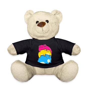 Pansexual Pride Kawaii Frog Bunch Pansexual - Teddy Bear - black - Front