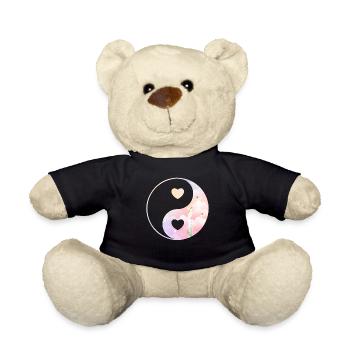 Angelcore Esthétique Yin Yang Coeur Ying Yang - Nounours - noir - Devant