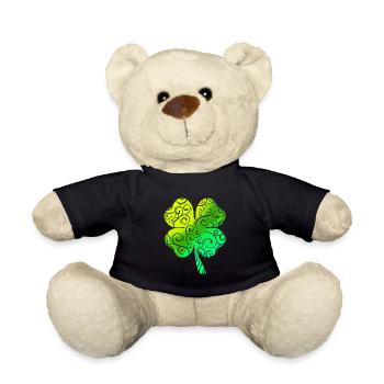 Mandala Tribal Shamrock For St. Patrick's Day - Teddy Bear - black - Front