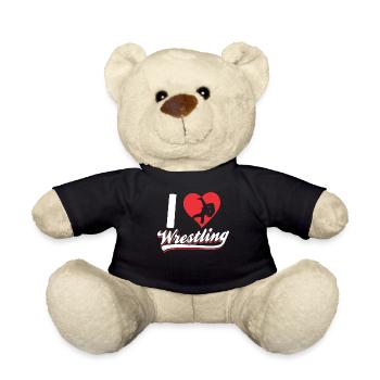 I Love Wrestling Wrestling Wrestling Wrestling - Teddy Bear - black - Front