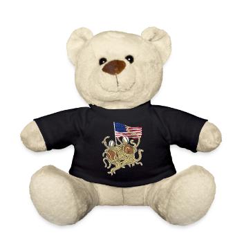 Flying Spaghetti Monster American Flag U - Teddy Bear - black - Front