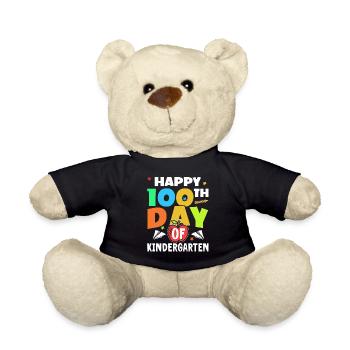 Happy 100 days in kindergarten 100 days - Teddy Bear - black - Front