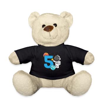 5th Birthday Celebration Outerspace Happy Bday - Teddy Bear - black - Front