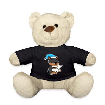 Chien Nain Pinscher avec oreiller et bonnet de couchage - Nounours - noir - Devant