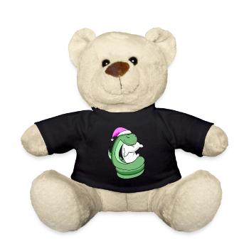 Snake with pillow and sleeping cap - Teddy Bear - black - Front
