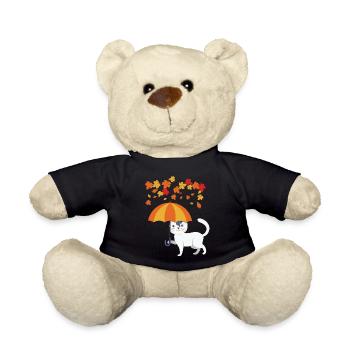 Funny Autumn Leaves with Cat Autumn - Teddy Bear - black - Front