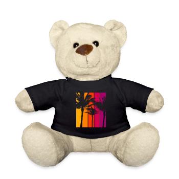 Vintage Palmen Strand Sonnenuntergang - Teddy - Schwarz - Vorne