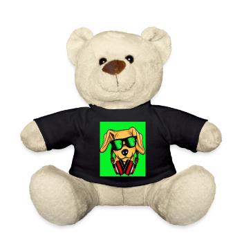 Chien avec écouteurs et fond vert - Nounours - noir - Devant