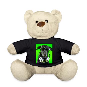 Chien avec écouteurs et fond vert - Nounours - noir - Devant
