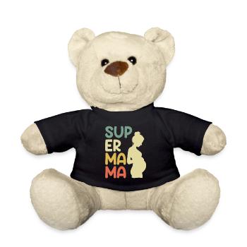 Super Mama schwanger Beste Mutter Kind - Teddy - Schwarz - Vorne