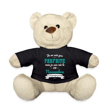 Anniversaire - Pas parfaite mais née 26 Novembre - Nounours - noir - Devant