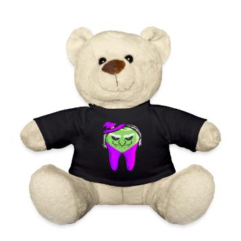 Evil Green Witch Tooth For Dentist On Halloween - Teddy Bear - black - Front