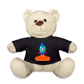 Space Rocket Rocket Launch Kids - Teddy Bear - black - Front