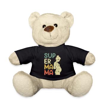 Super Mama schwanger Beste Mutter Kind - Teddy - Schwarz - Vorne