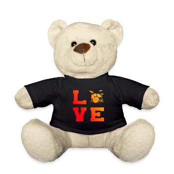 Drumming Drum Kit Drummer - Teddy Bear - black - Front