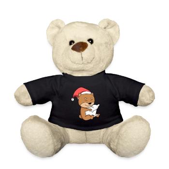 Shiba Inu Chien Noël Dormir Fatigué - Nounours - noir - Devant